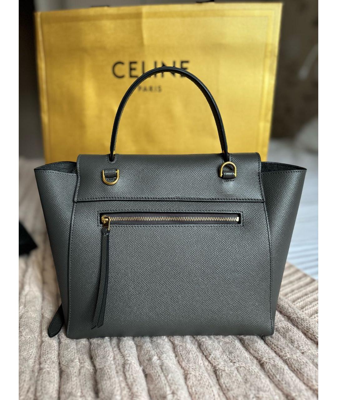 CELINE Серая кожаная сумка тоут, фото 2