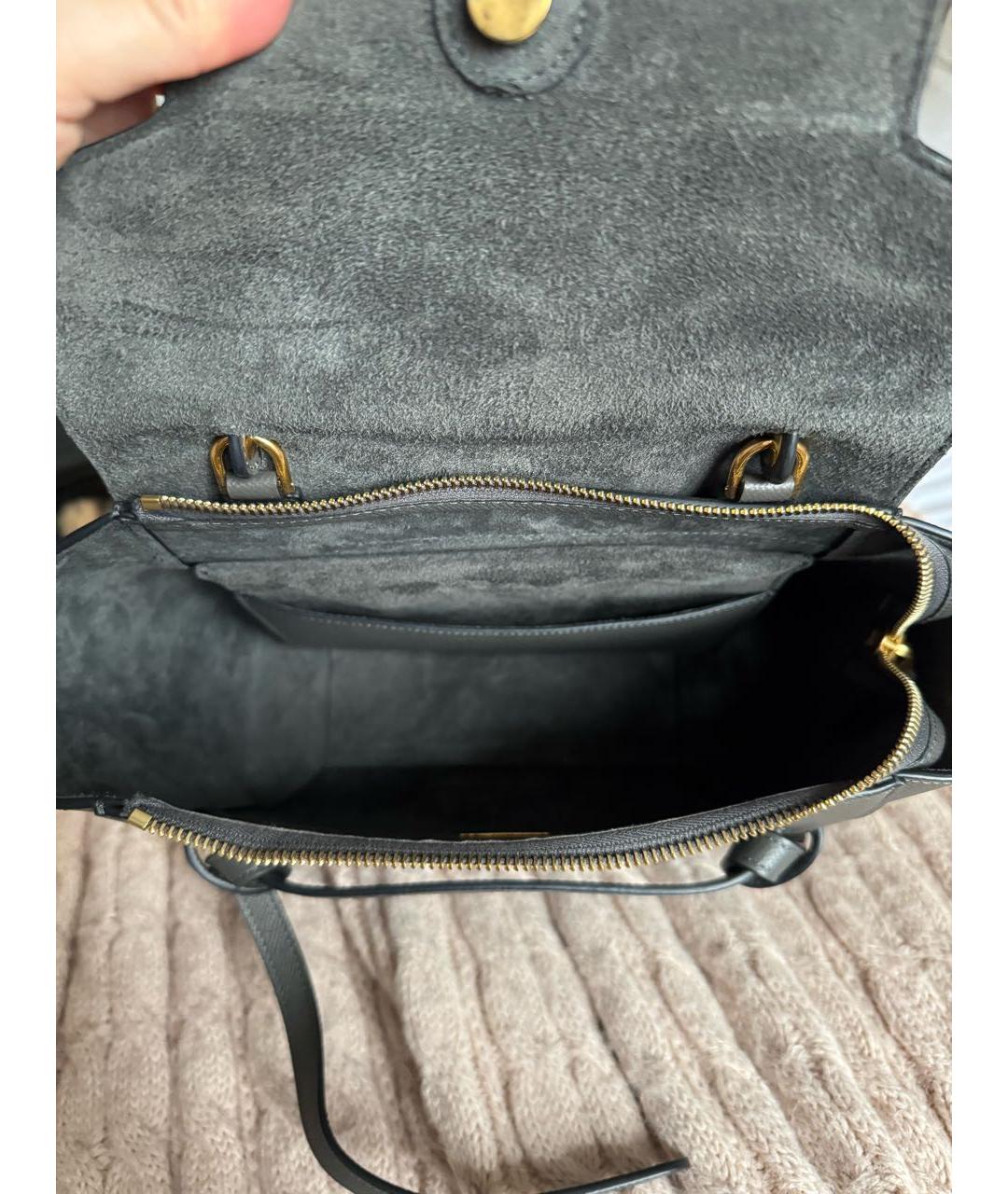 CELINE Серая кожаная сумка тоут, фото 3