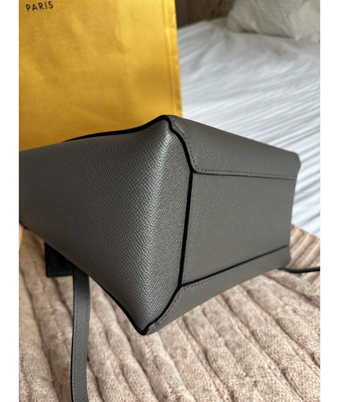 CELINE Серая кожаная сумка тоут, фото 7