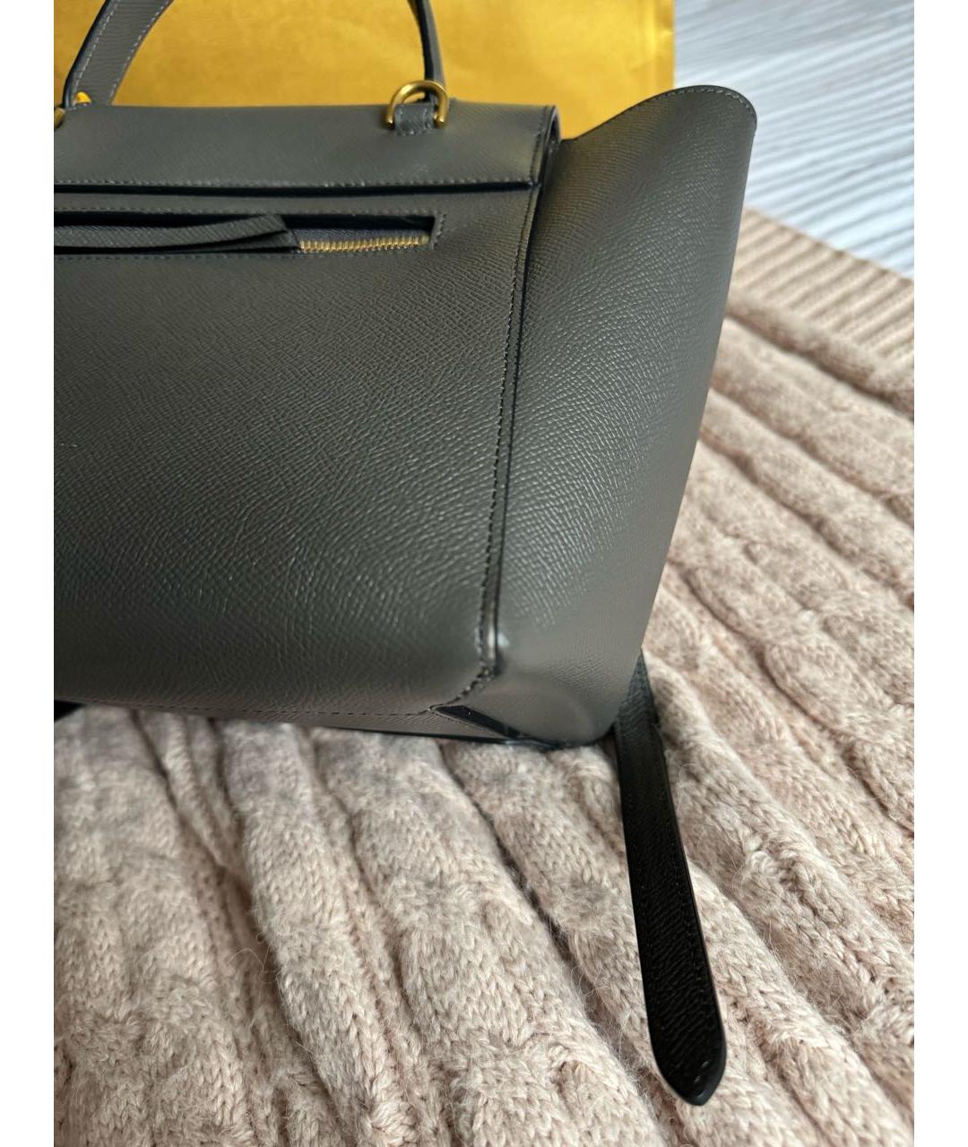 CELINE Серая кожаная сумка тоут, фото 5