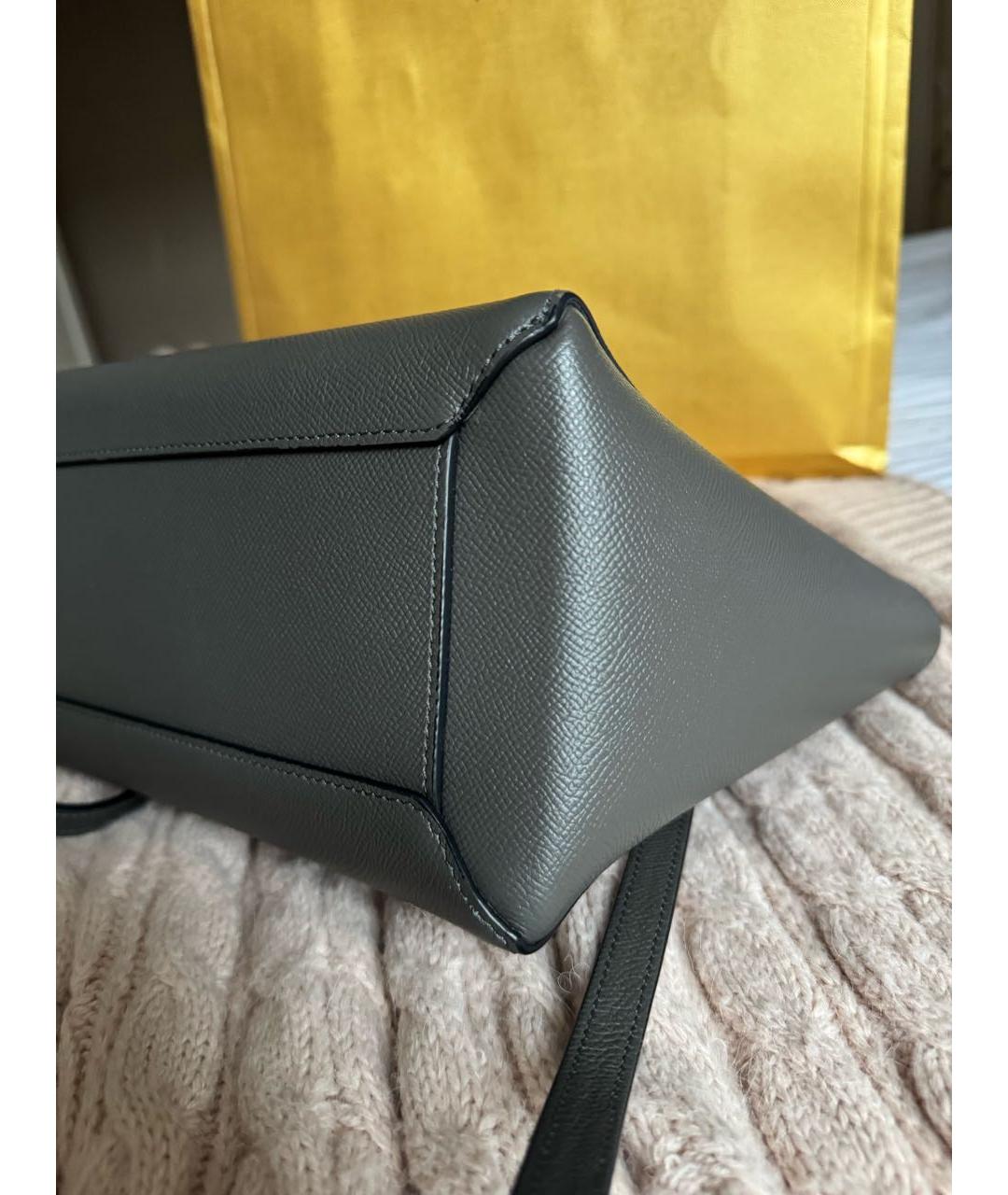 CELINE Серая кожаная сумка тоут, фото 6