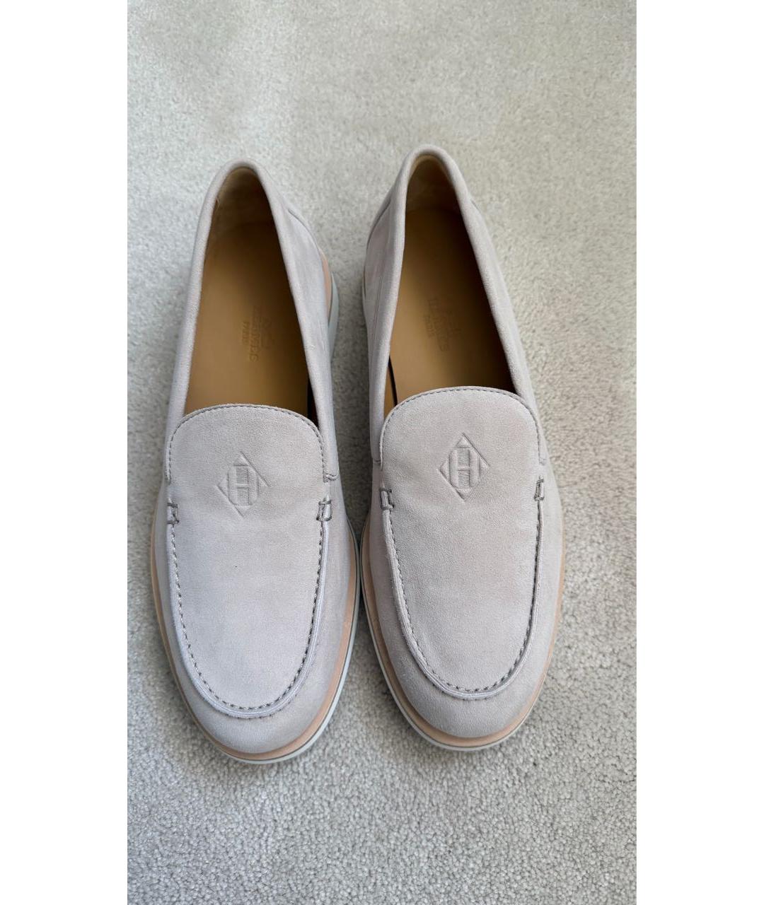 HERMES Бежевые замшевые лоферы, фото 3