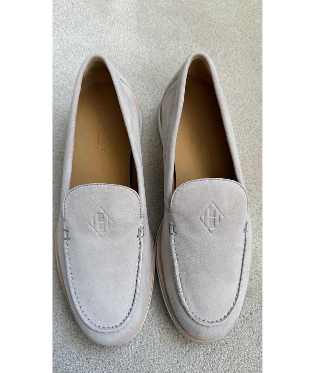 HERMES Бежевые замшевые лоферы, фото 2