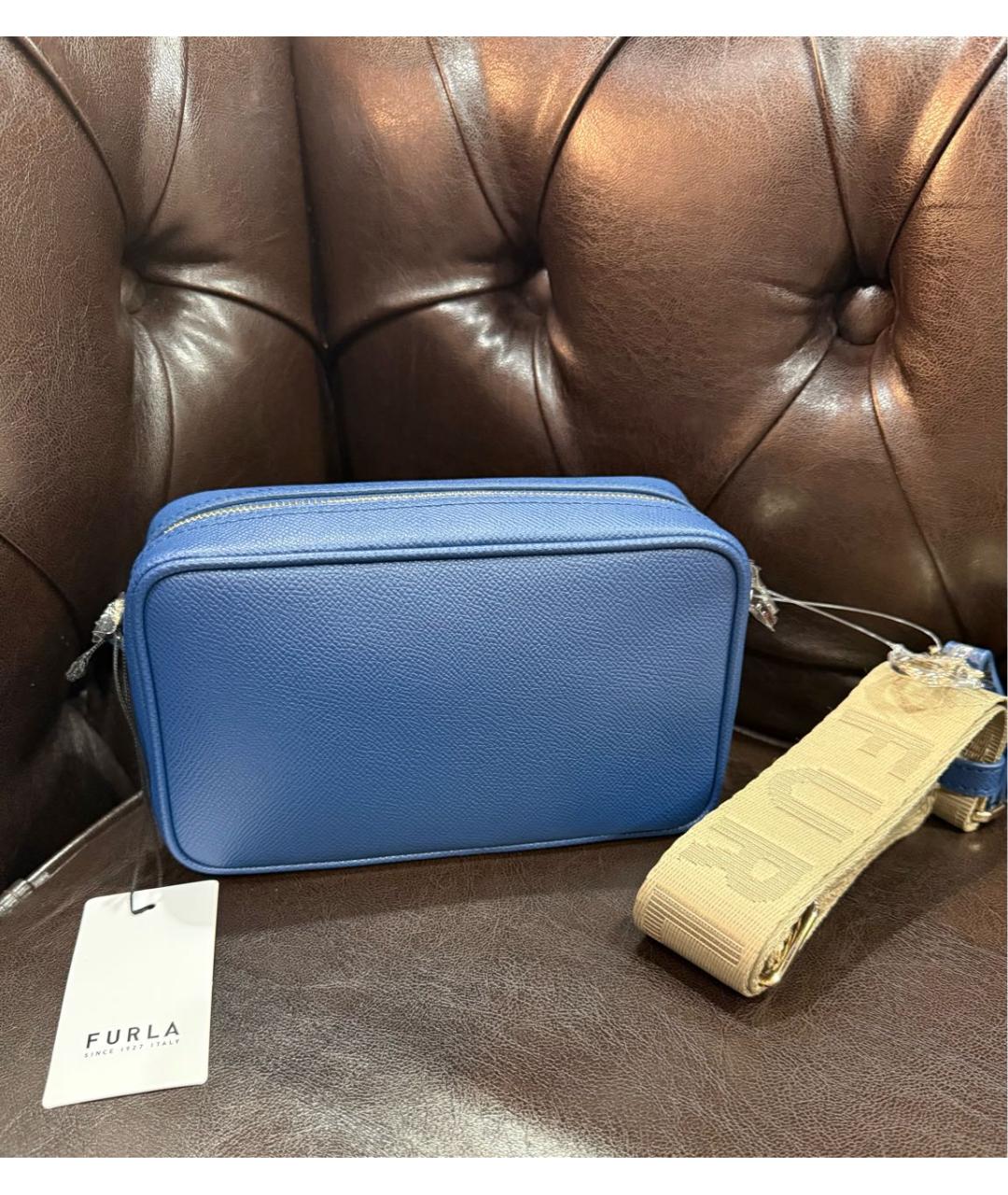 FURLA Темно-синяя кожаная сумка через плечо, фото 3