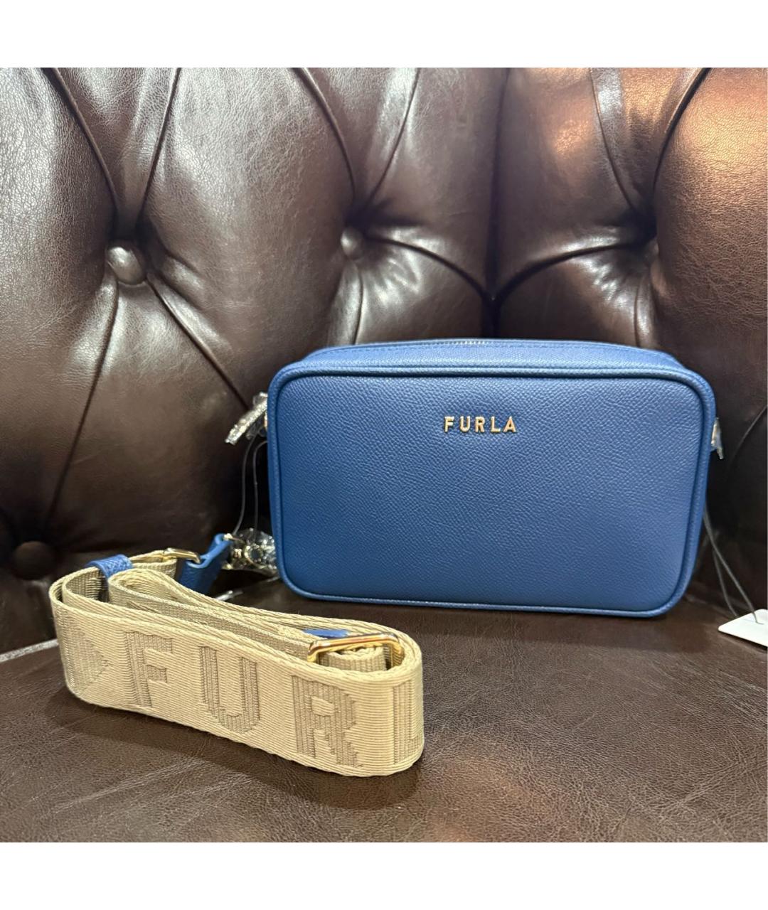 FURLA Темно-синяя кожаная сумка через плечо, фото 2