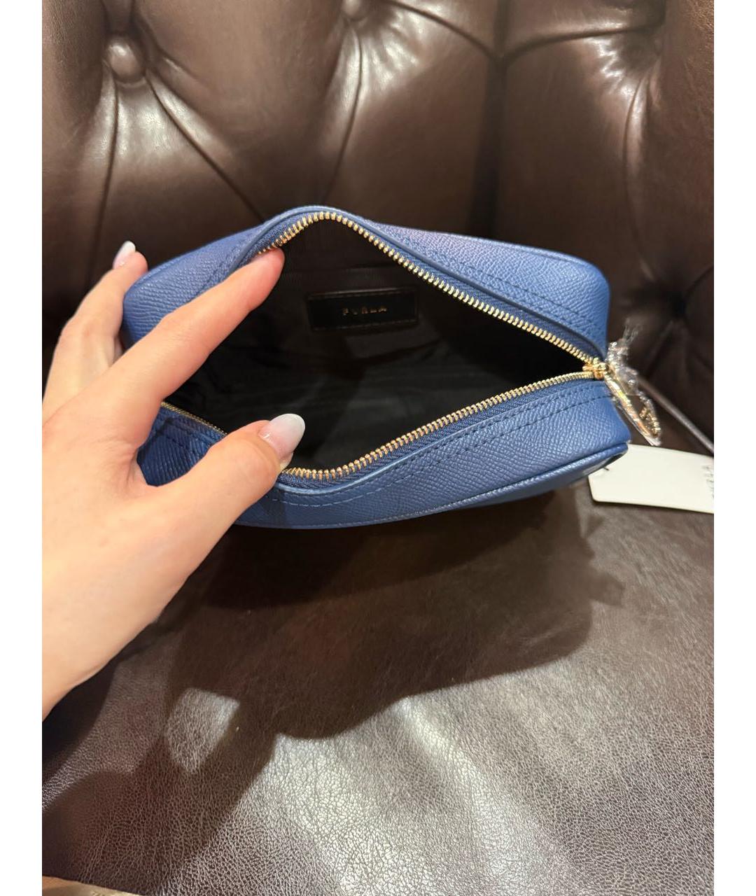 FURLA Темно-синяя кожаная сумка через плечо, фото 4