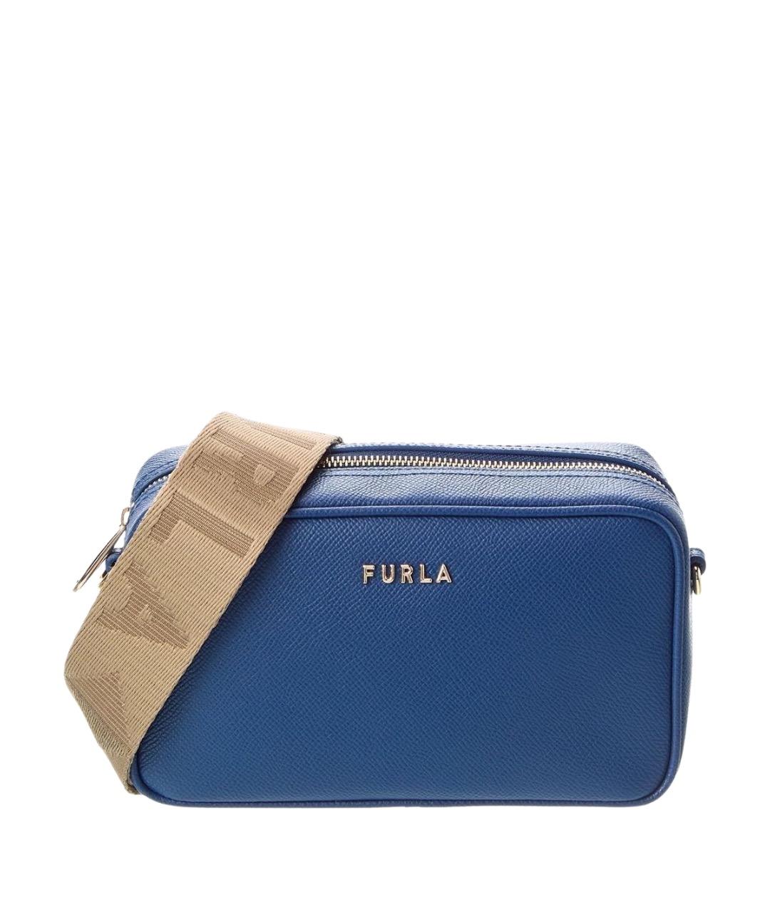 FURLA Темно-синяя кожаная сумка через плечо, фото 1