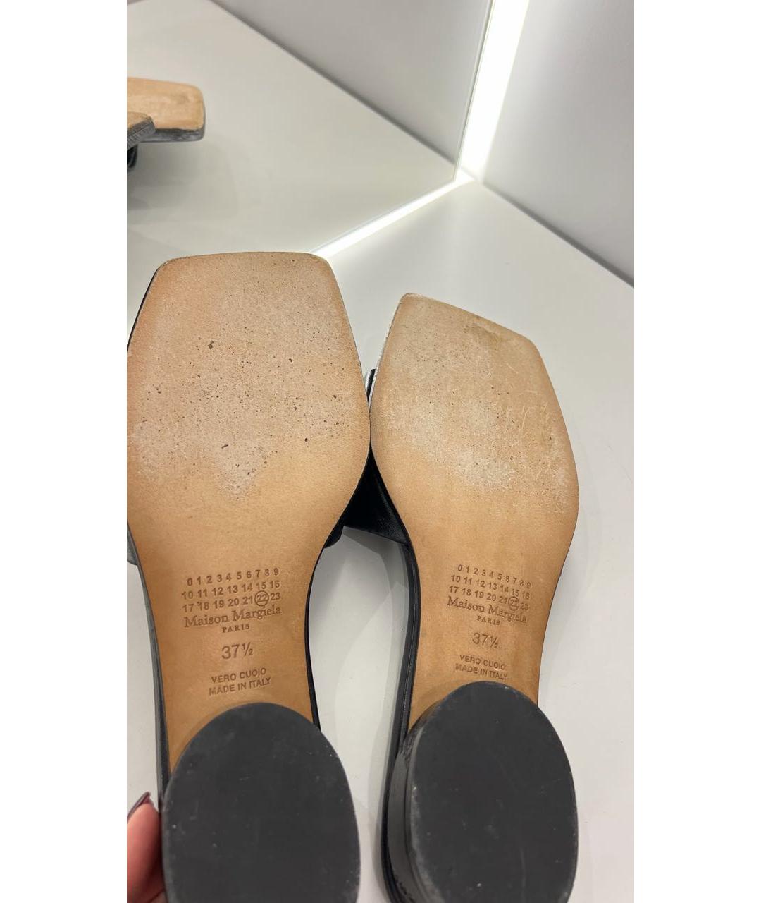 MM6 MAISON MARGIELA Черные кожаные шлепанцы, фото 7