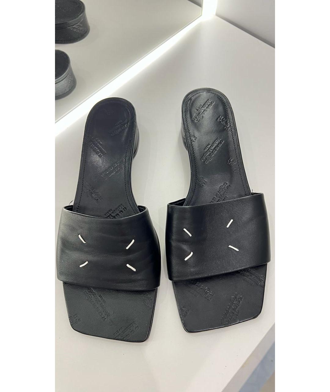 MM6 MAISON MARGIELA Черные кожаные шлепанцы, фото 2