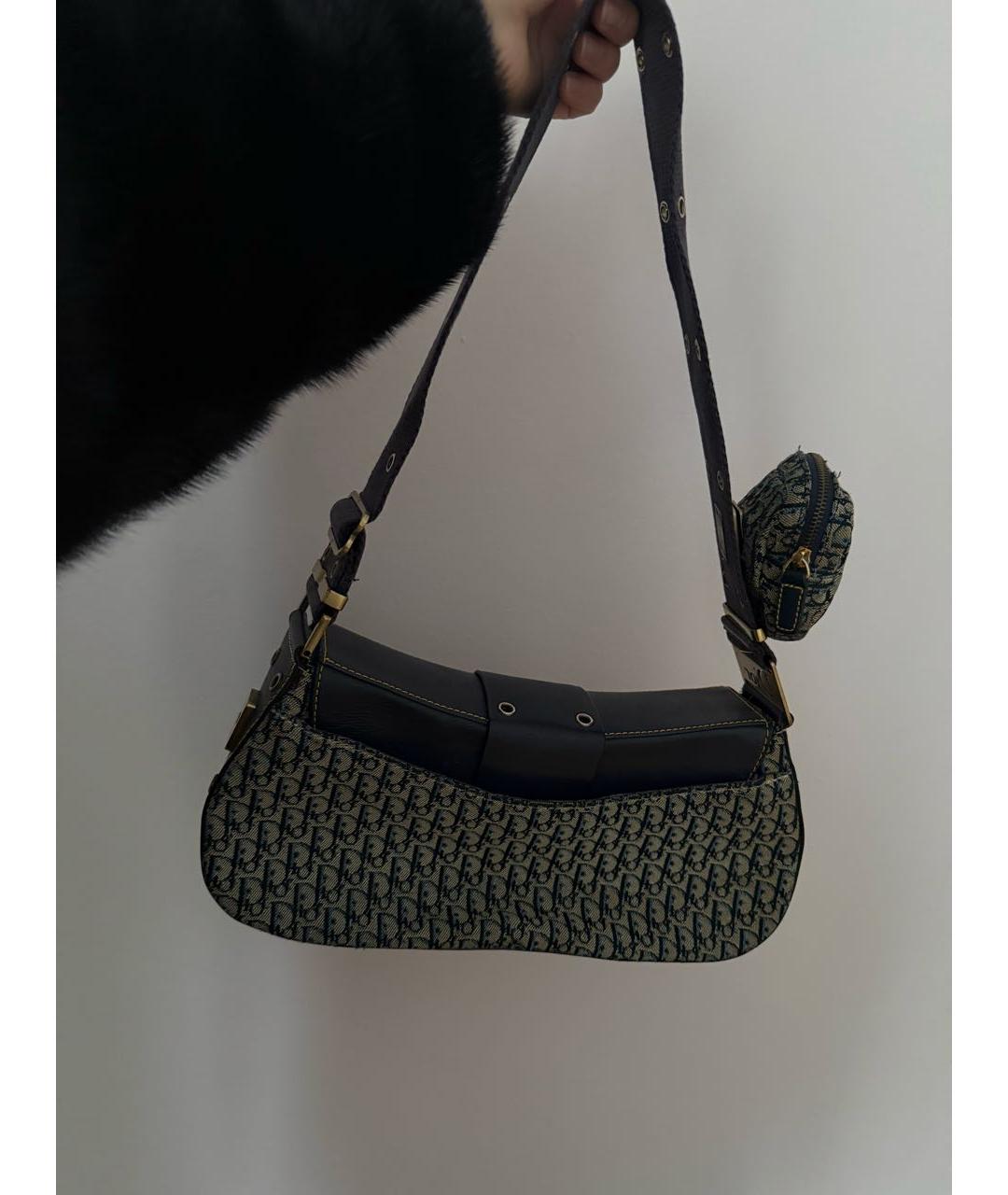 CHRISTIAN DIOR Синяя жаккардовая сумка через плечо, фото 3