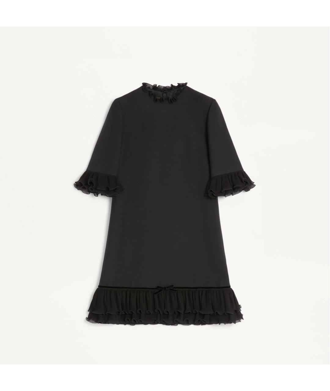 VALENTINO Черное шерстяное повседневное платье, фото 9