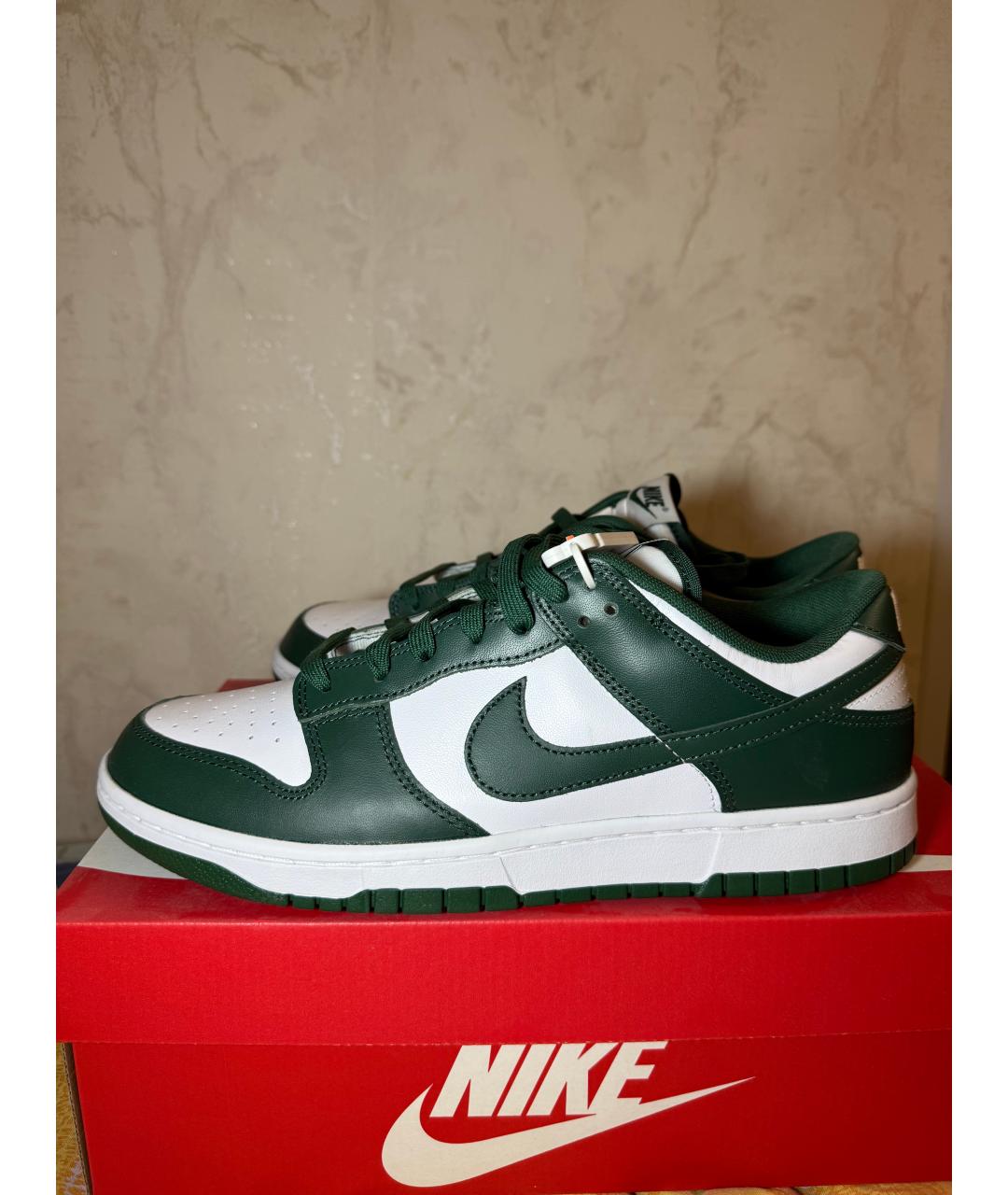 NIKE Зеленые кожаные низкие кроссовки / кеды, фото 7