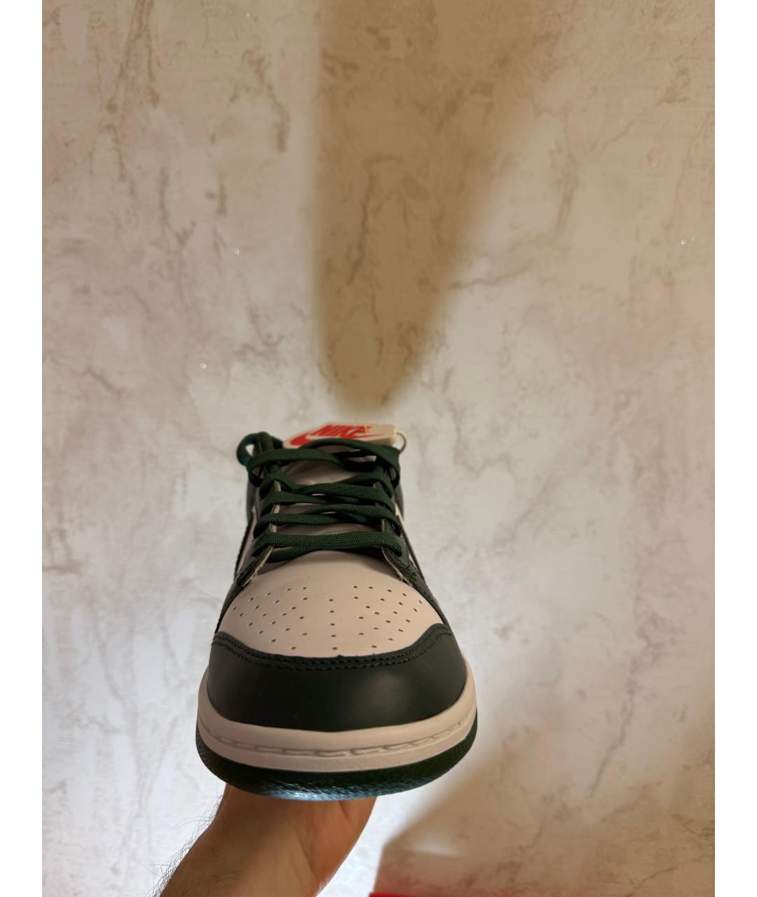 NIKE Зеленые кожаные низкие кроссовки / кеды, фото 2