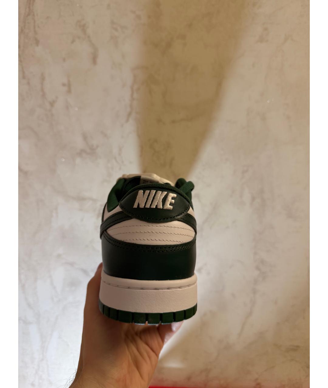 NIKE Зеленые кожаные низкие кроссовки / кеды, фото 4