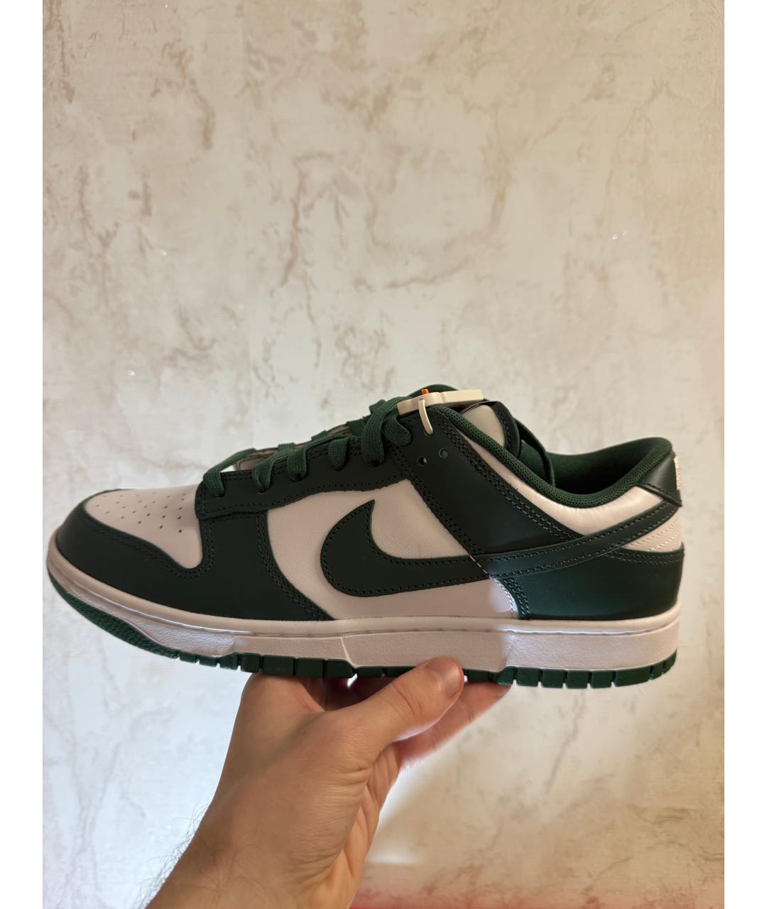 NIKE Зеленые кожаные низкие кроссовки / кеды, фото 5