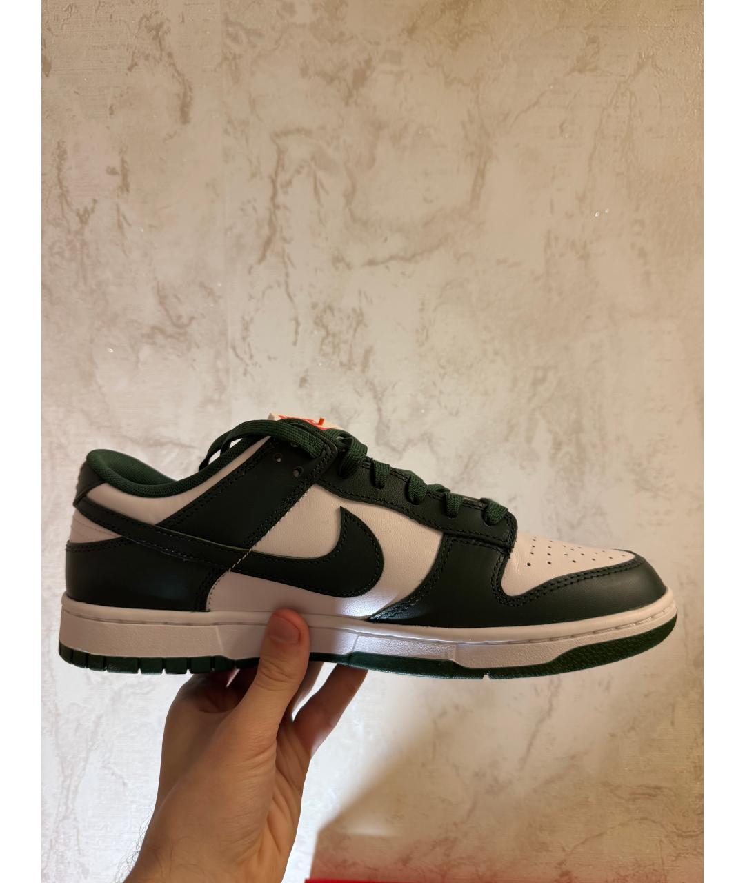 NIKE Зеленые кожаные низкие кроссовки / кеды, фото 3