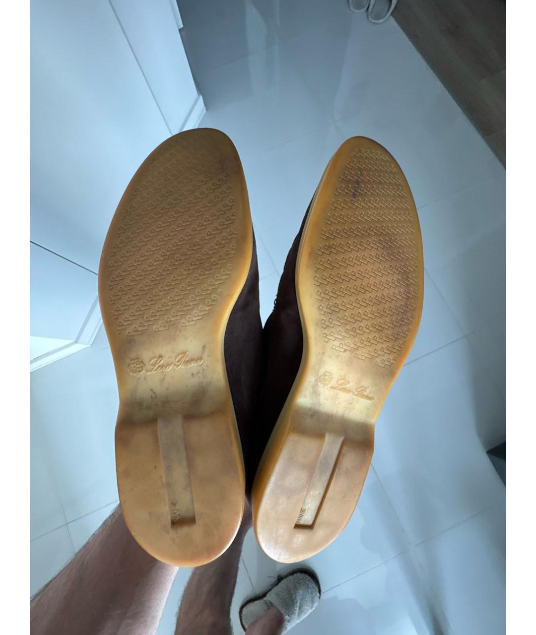 LORO PIANA Коричневые замшевые лоферы, фото 5