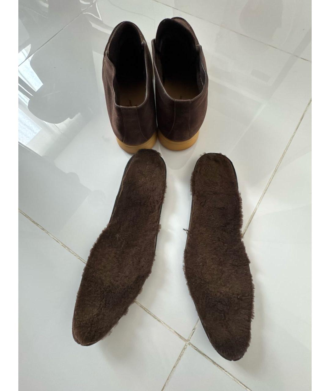 LORO PIANA Коричневые замшевые лоферы, фото 7