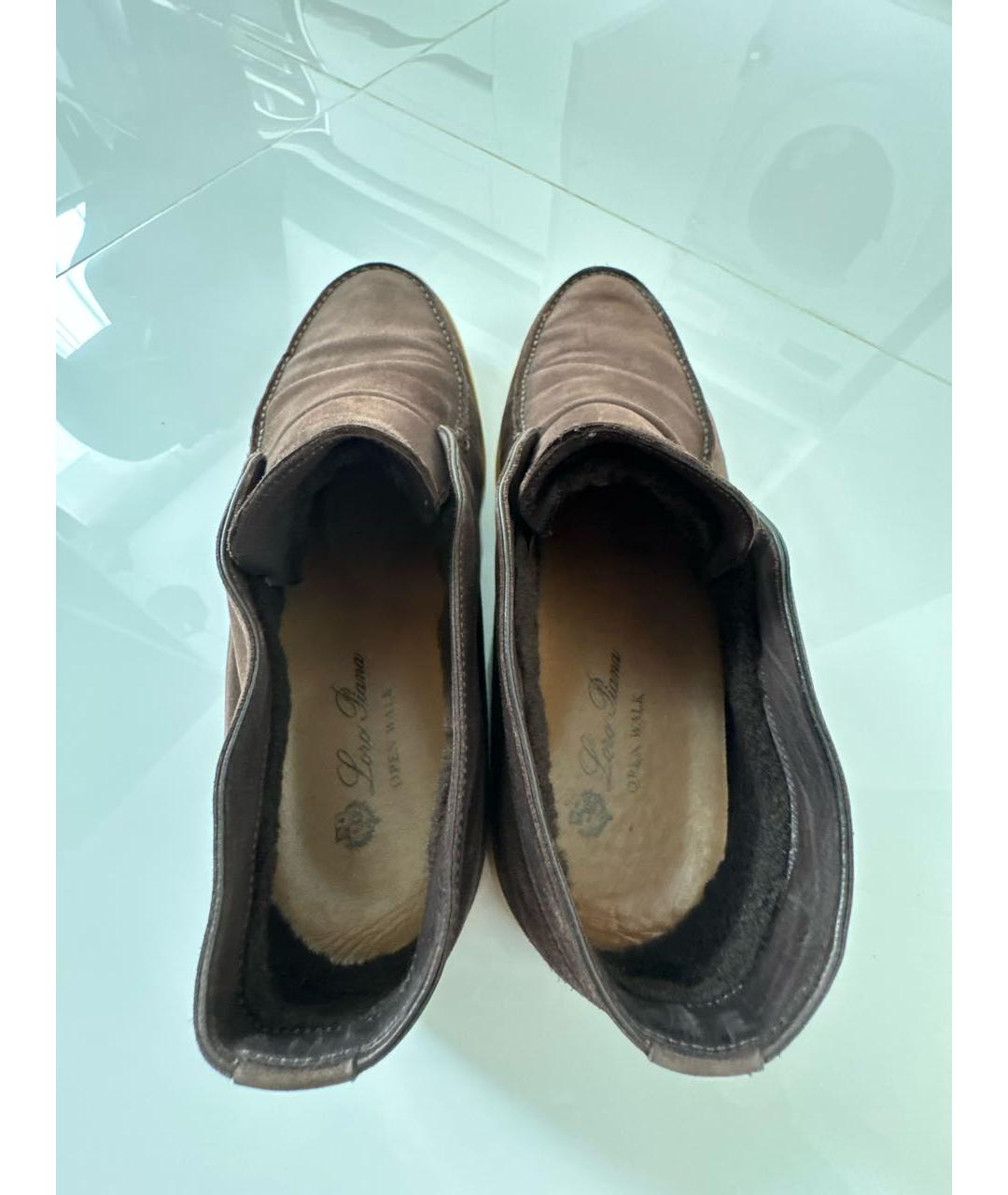 LORO PIANA Коричневые замшевые лоферы, фото 6