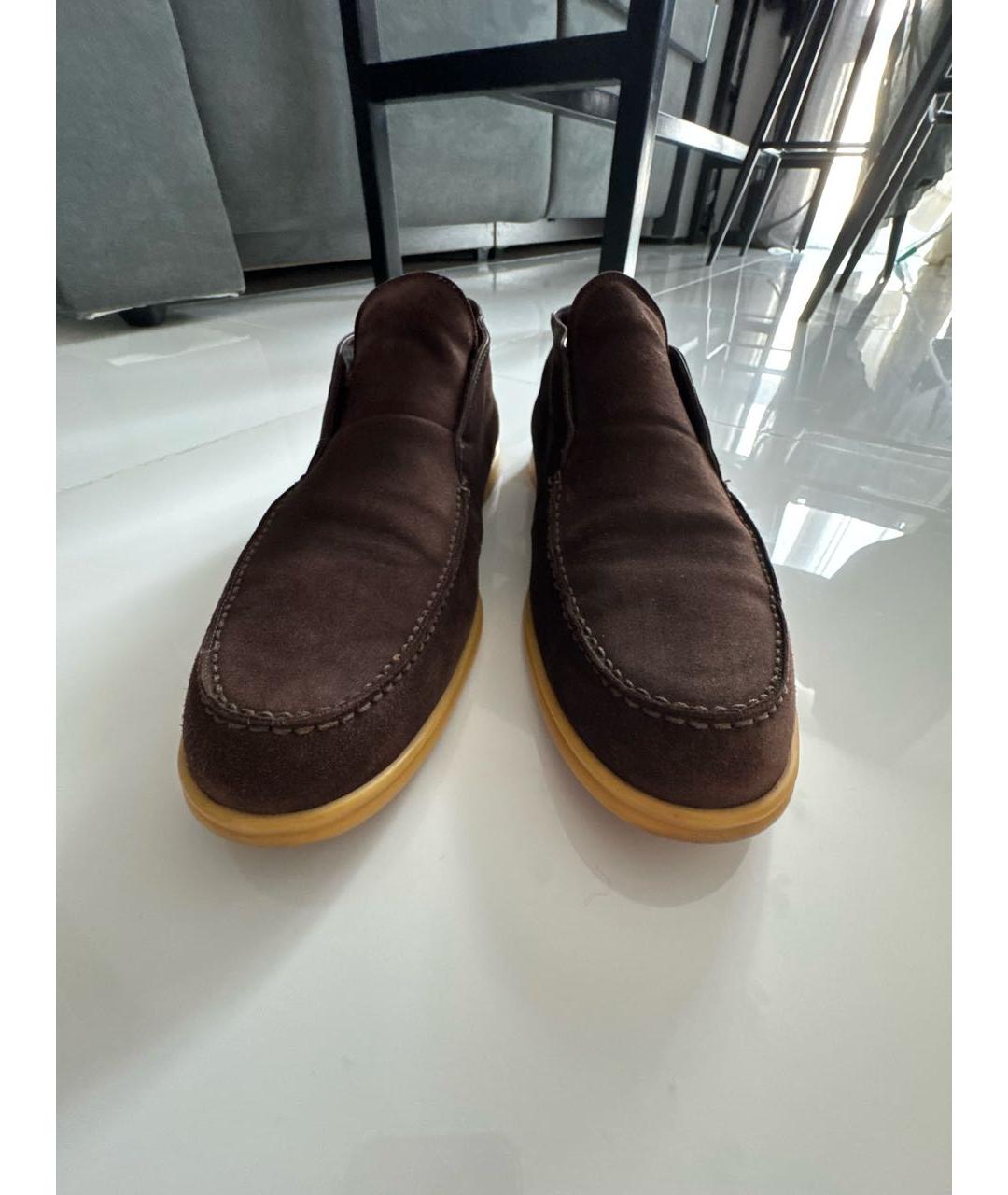 LORO PIANA Коричневые замшевые лоферы, фото 2