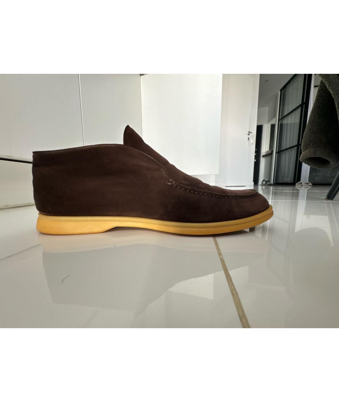 LORO PIANA Коричневые замшевые лоферы, фото 8