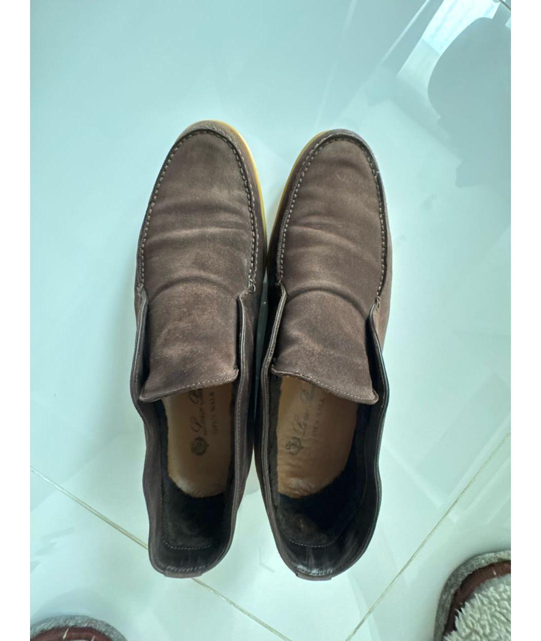LORO PIANA Коричневые замшевые лоферы, фото 3