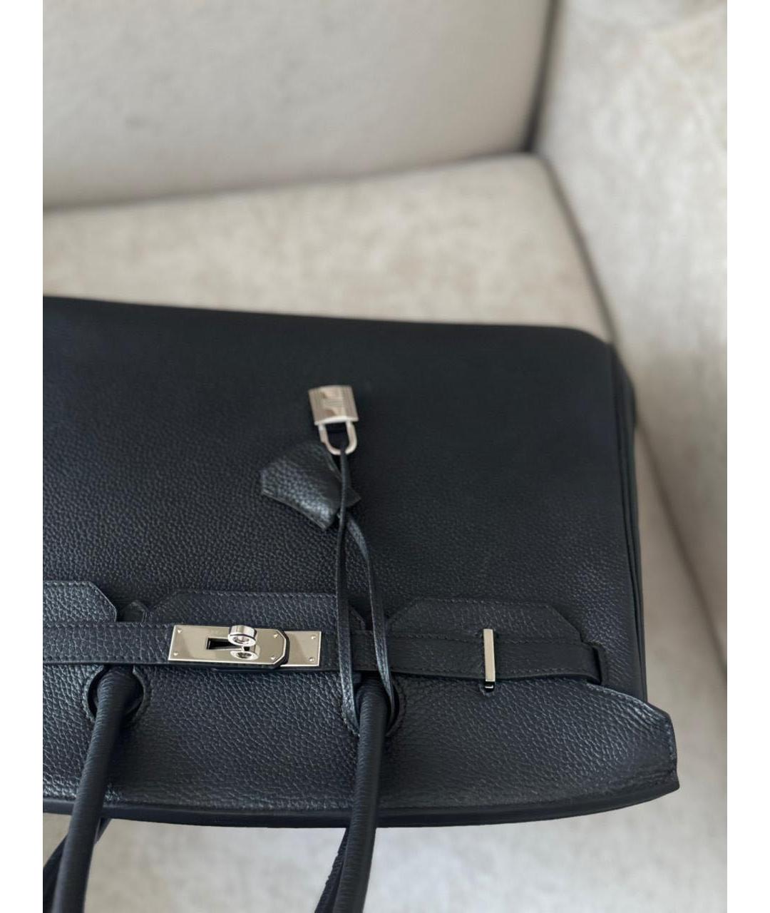 HERMES Черная кожаная сумка с короткими ручками, фото 2