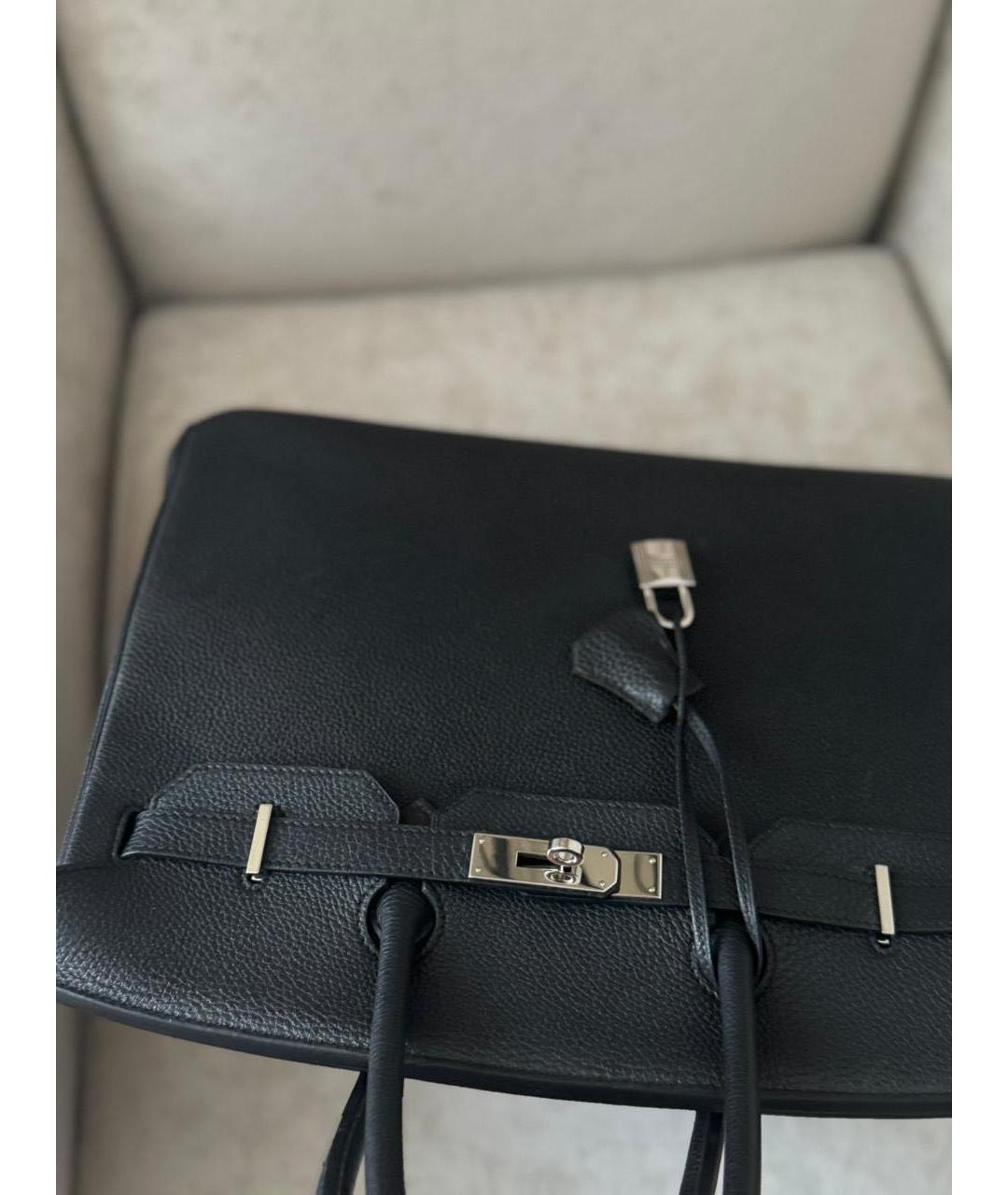 HERMES Черная кожаная сумка с короткими ручками, фото 3