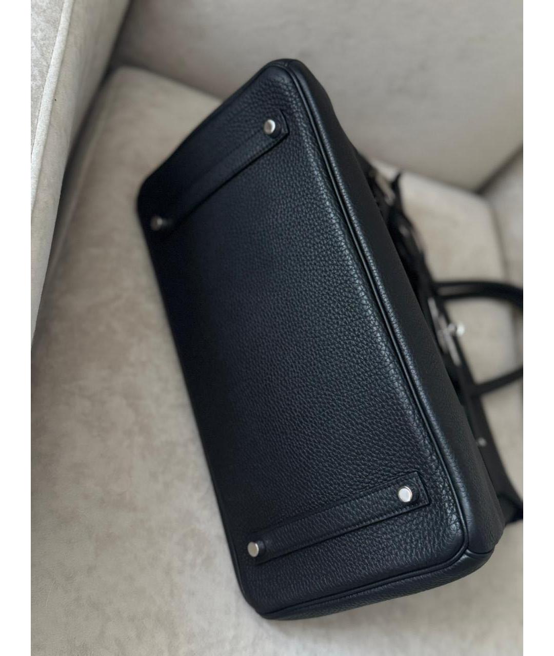 HERMES Черная кожаная сумка с короткими ручками, фото 4