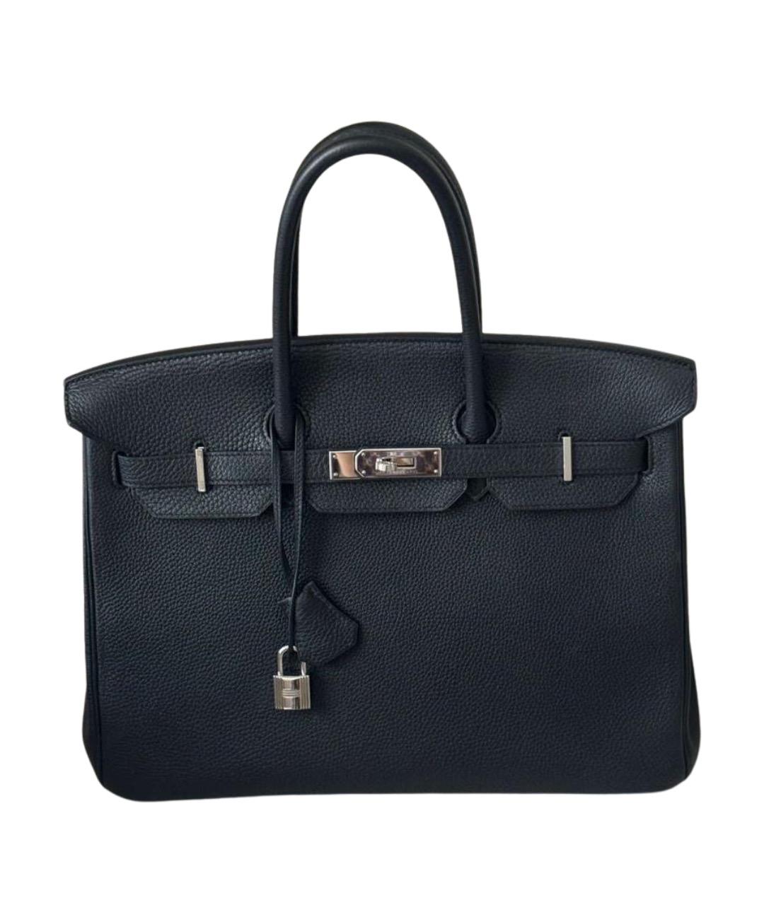 HERMES Черная кожаная сумка с короткими ручками, фото 1