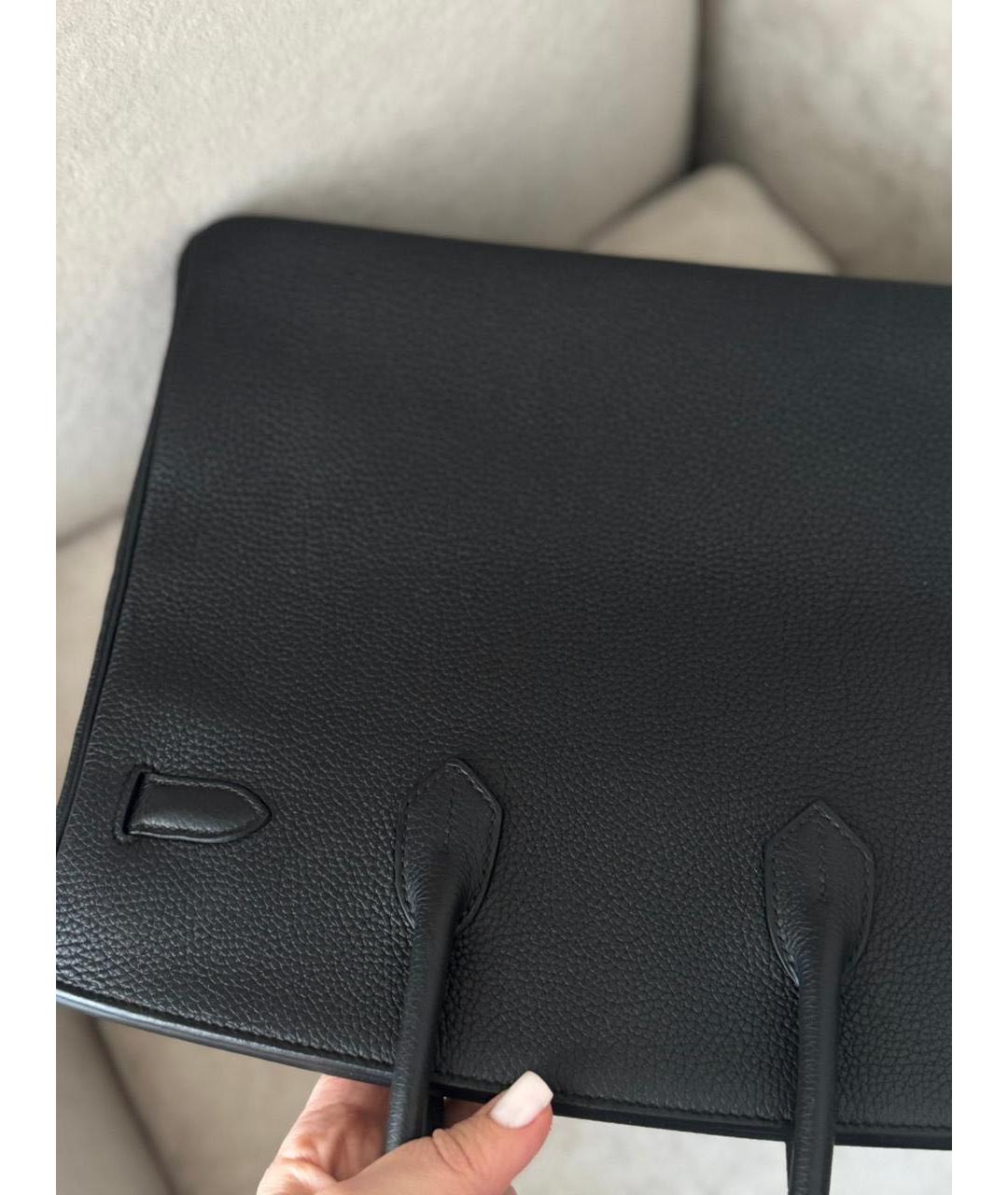 HERMES Черная кожаная сумка с короткими ручками, фото 5