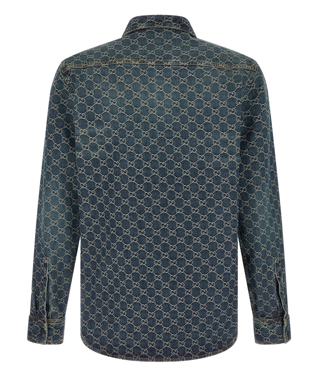 GUCCI Синяя хлопковая кэжуал рубашка, фото 2