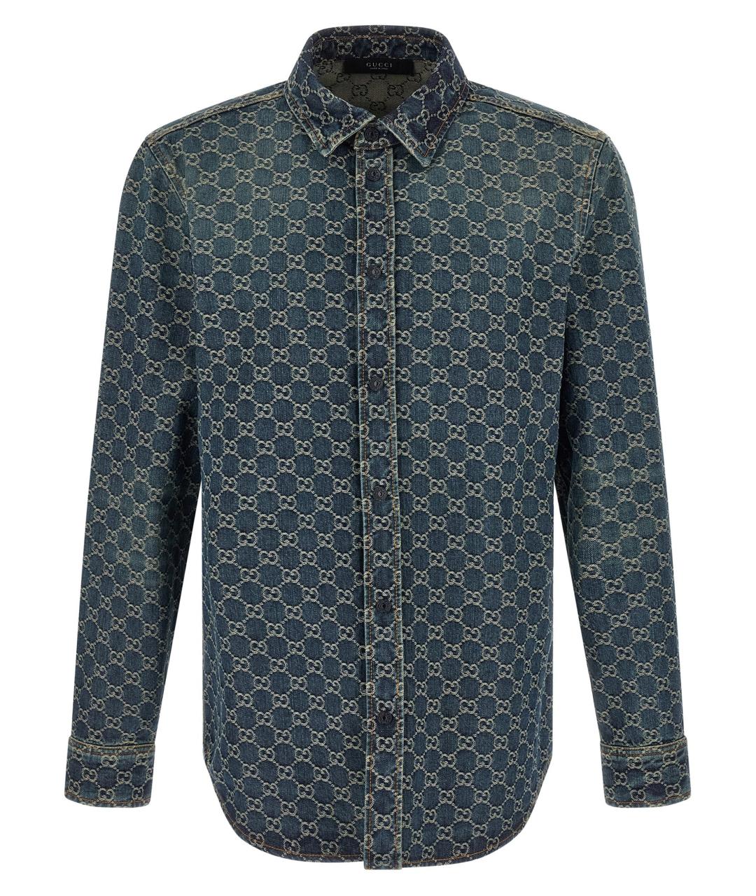 GUCCI Синяя хлопковая кэжуал рубашка, фото 1