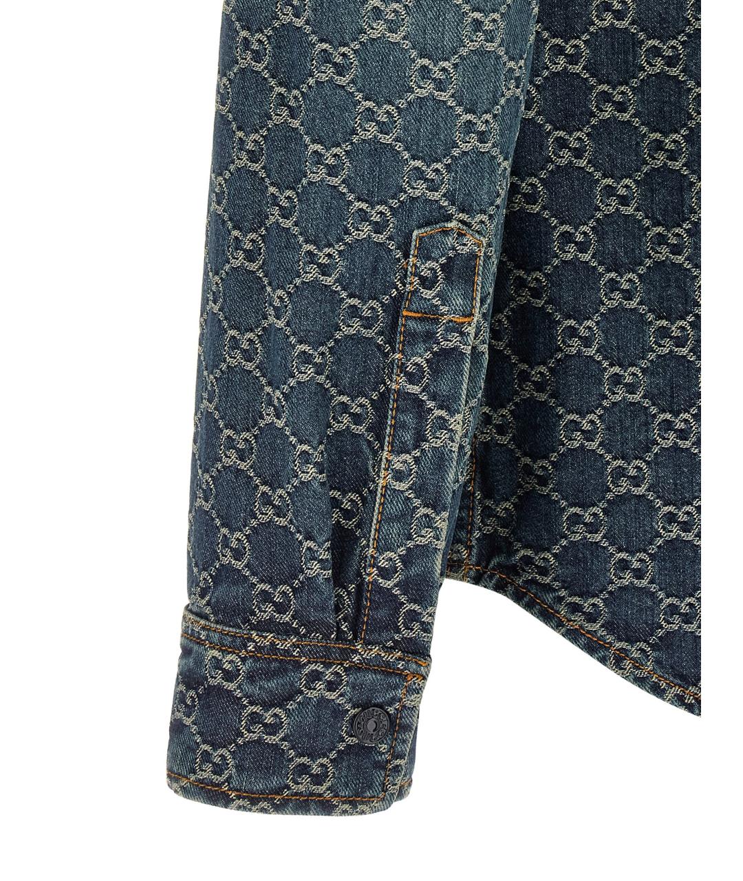 GUCCI Синяя хлопковая кэжуал рубашка, фото 4