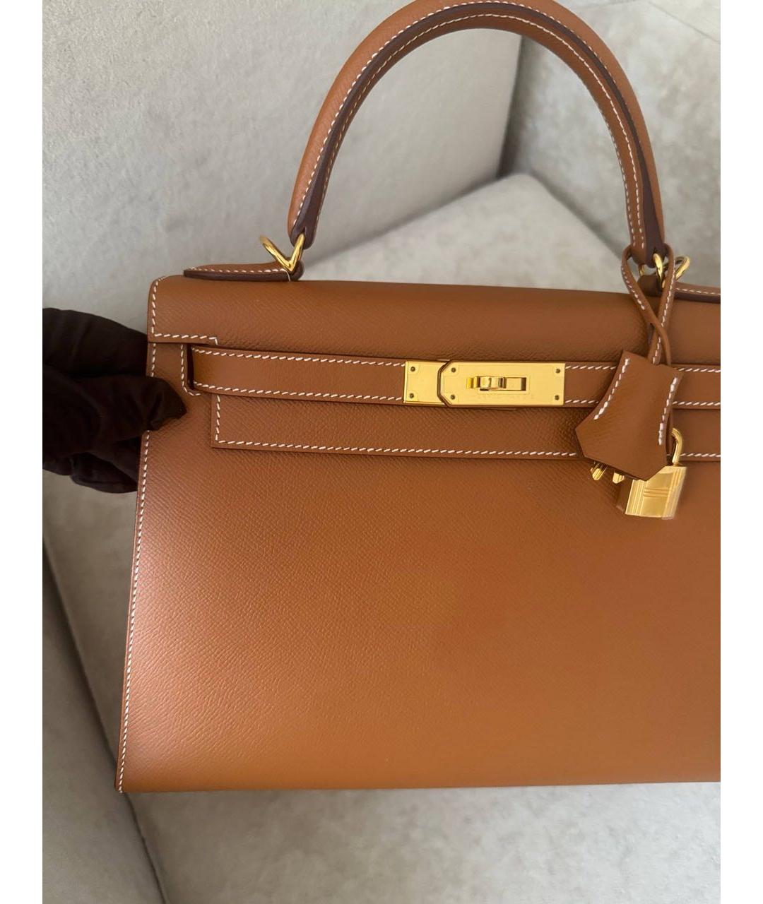 HERMES Коричневая кожаная сумка через плечо, фото 6