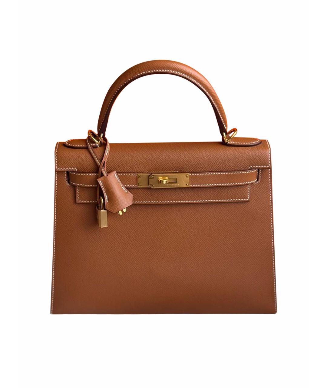 HERMES Коричневая кожаная сумка через плечо, фото 1