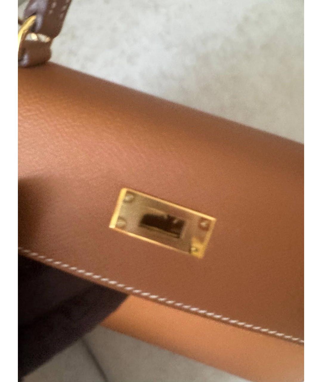 HERMES Коричневая кожаная сумка через плечо, фото 5