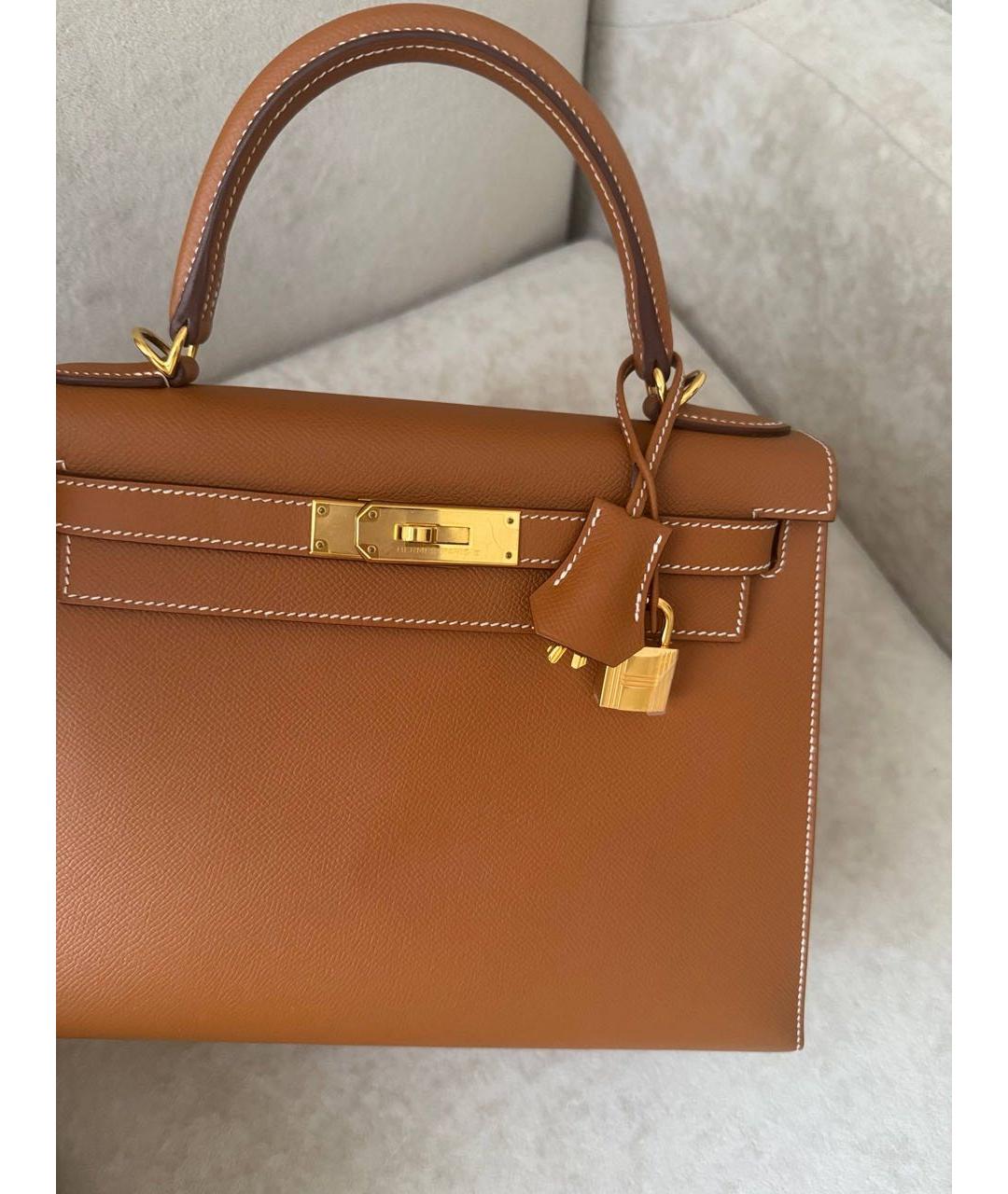 HERMES Коричневая кожаная сумка через плечо, фото 7