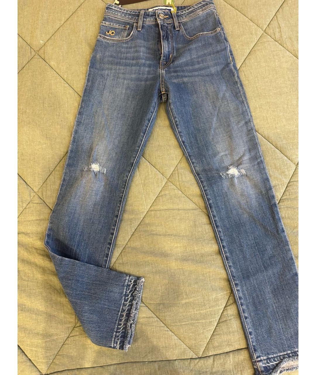 JACOB COHEN Голубые хлопко-эластановые джинсы слим, фото 5