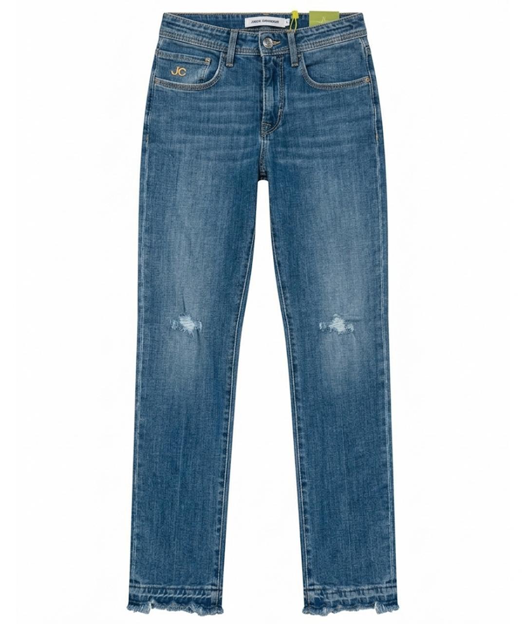 JACOB COHEN Голубые хлопко-эластановые джинсы слим, фото 1