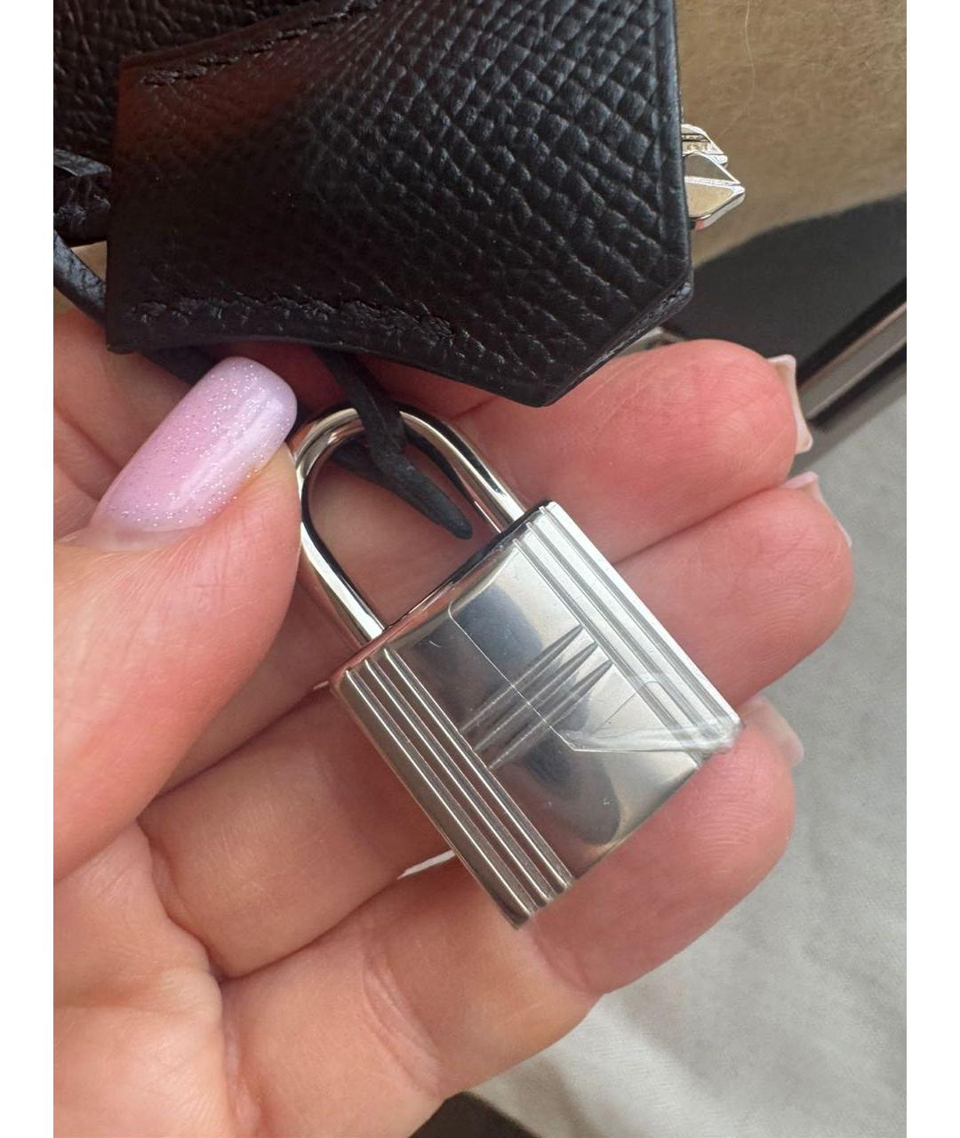 HERMES Черная кожаная сумка с короткими ручками, фото 6