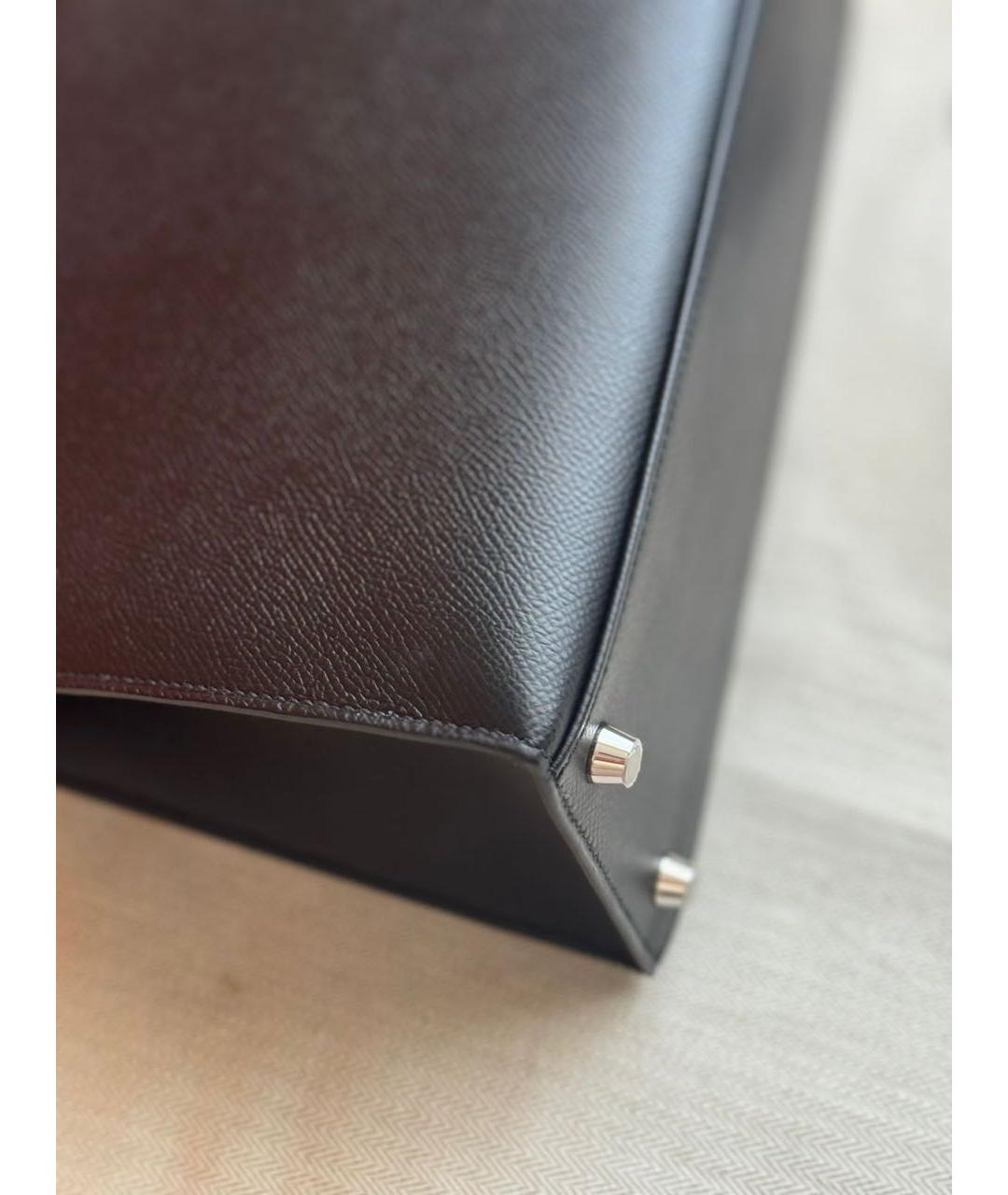 HERMES Черная кожаная сумка с короткими ручками, фото 2