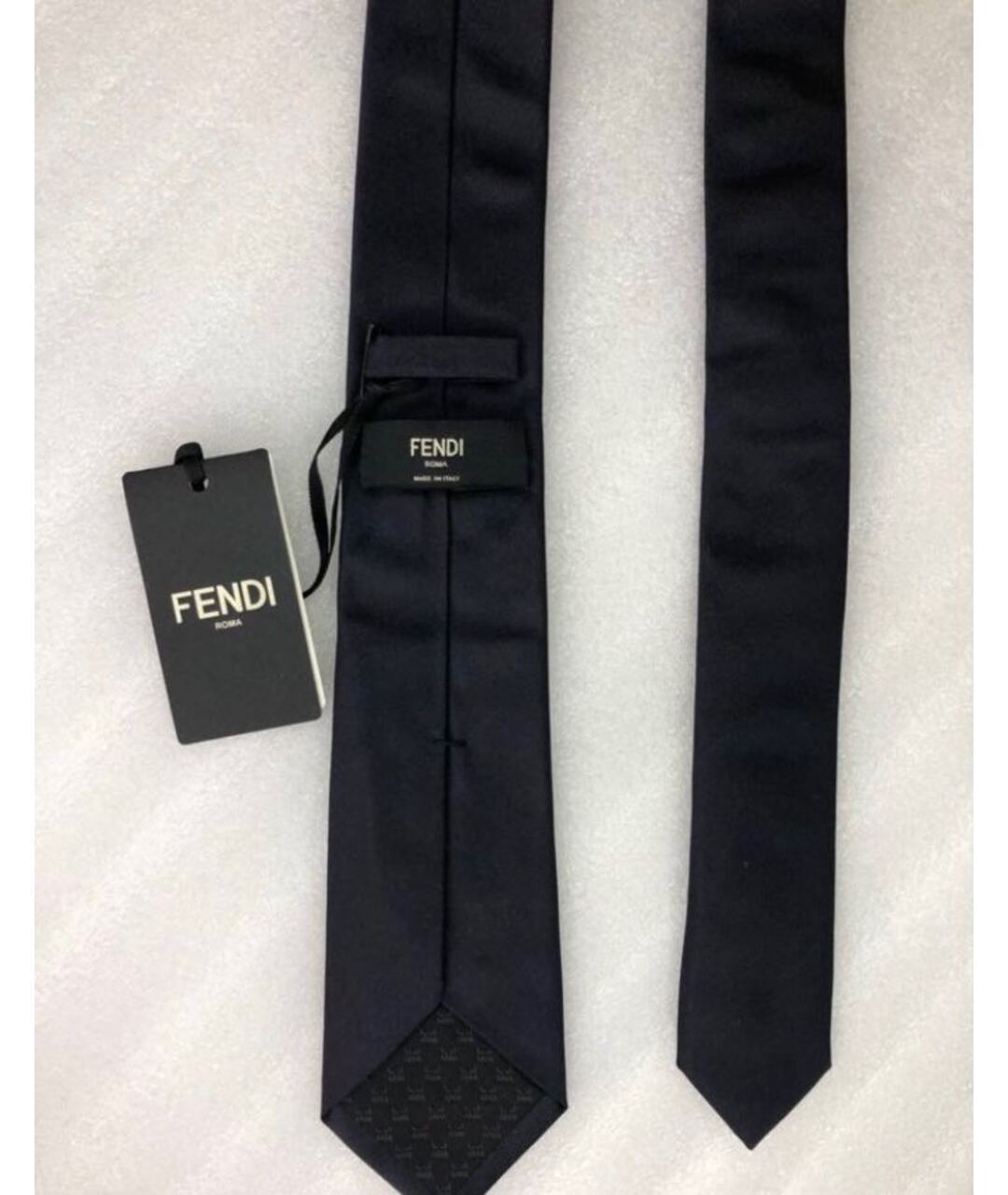 FENDI Темно-синий шелковый галстук, фото 3