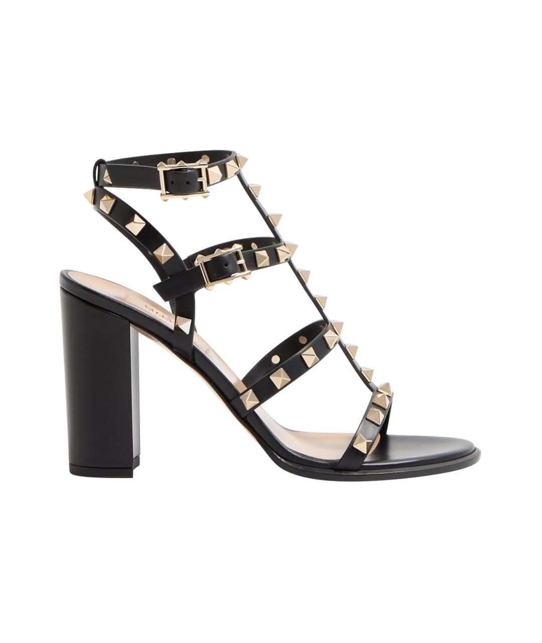 VALENTINO Черные кожаные босоножки, фото 1