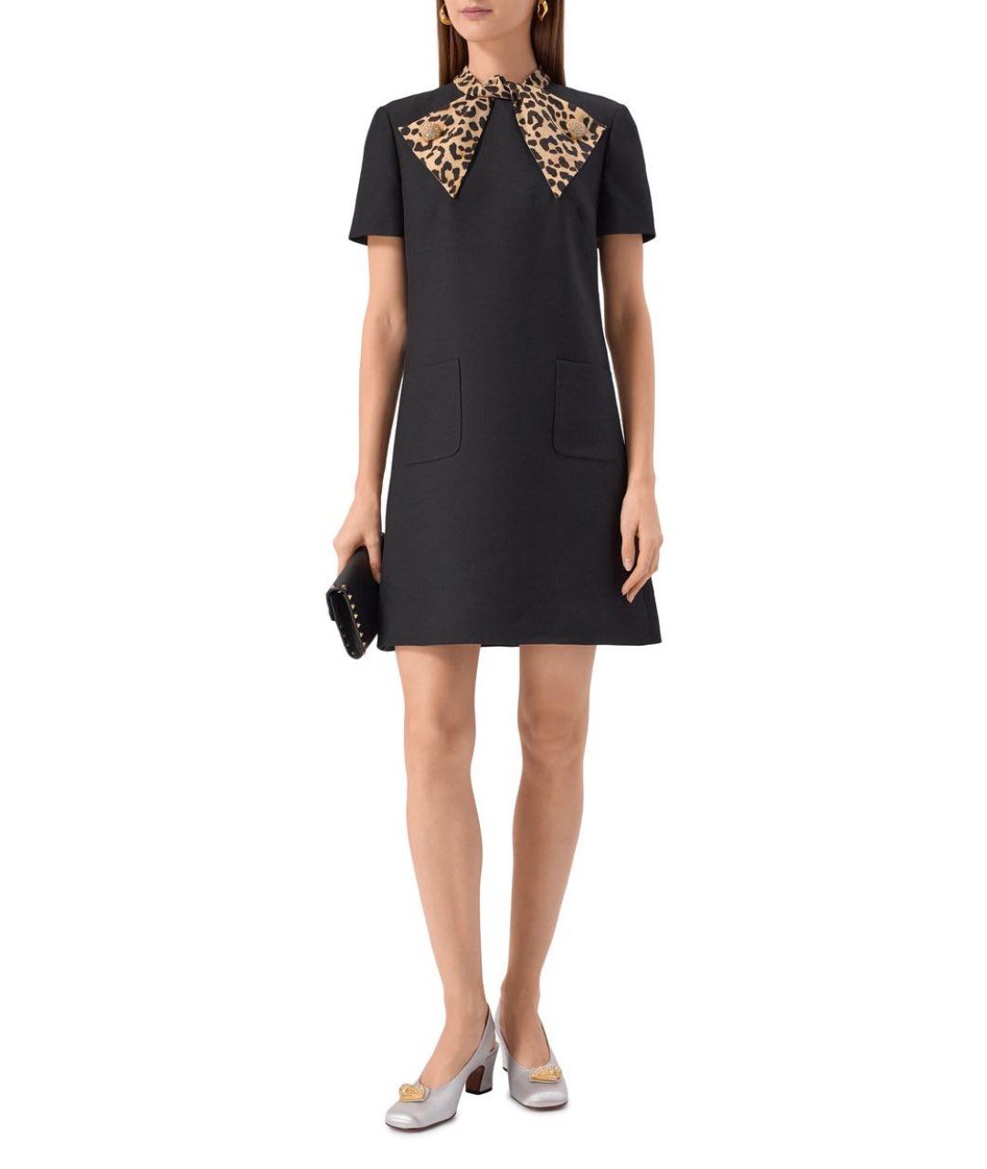 VALENTINO Черное шерстяное повседневное платье, фото 5