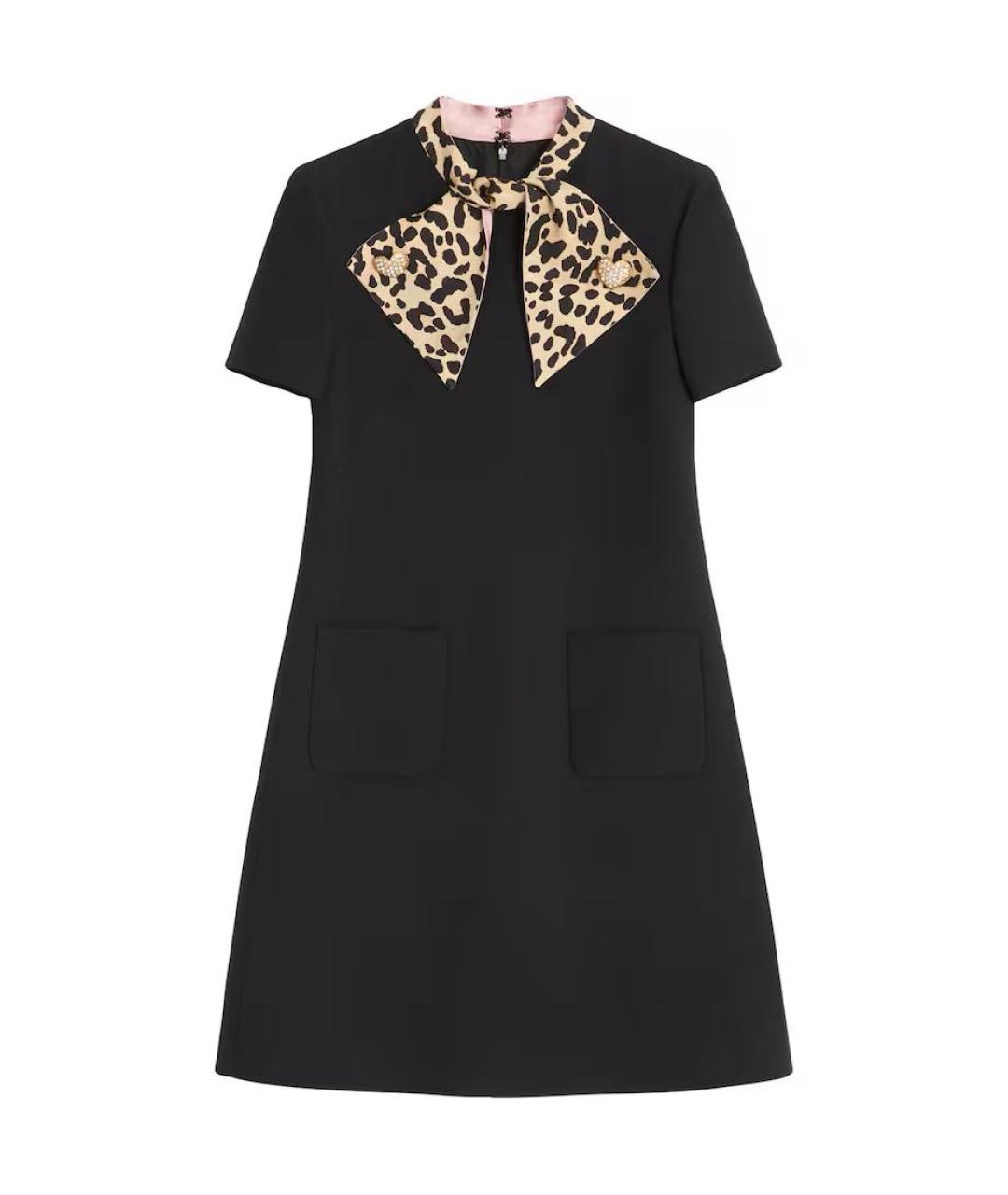 VALENTINO Черное шерстяное повседневное платье, фото 1