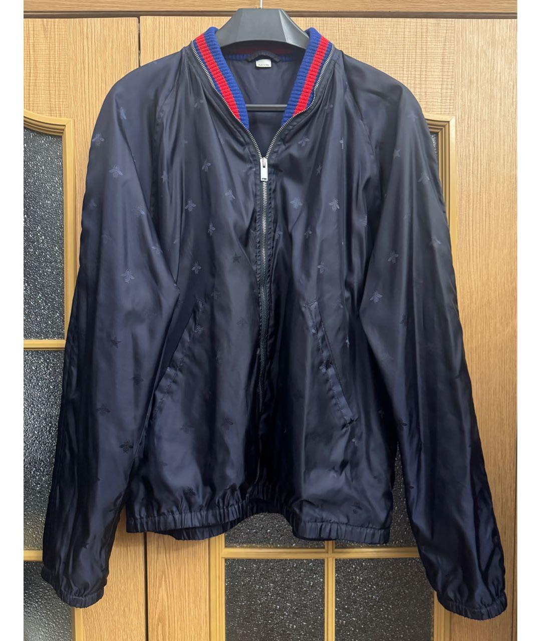 GUCCI Темно-синяя полиамидовая куртка, фото 9