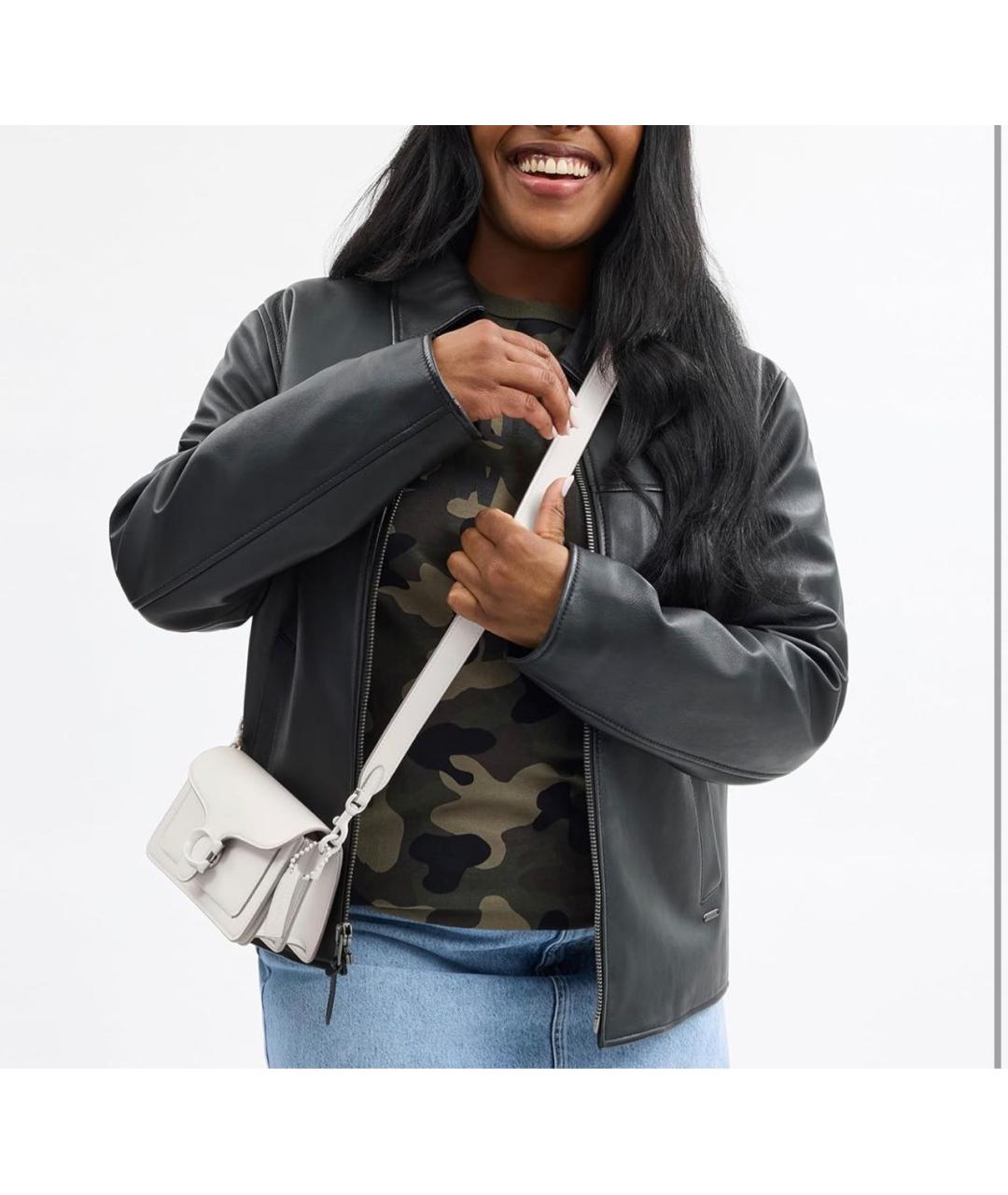 COACH Белая кожаная сумка с короткими ручками, фото 3