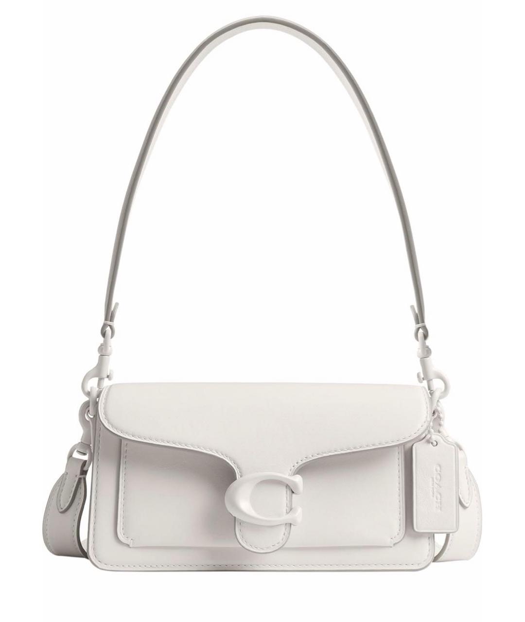 COACH Белая кожаная сумка с короткими ручками, фото 4