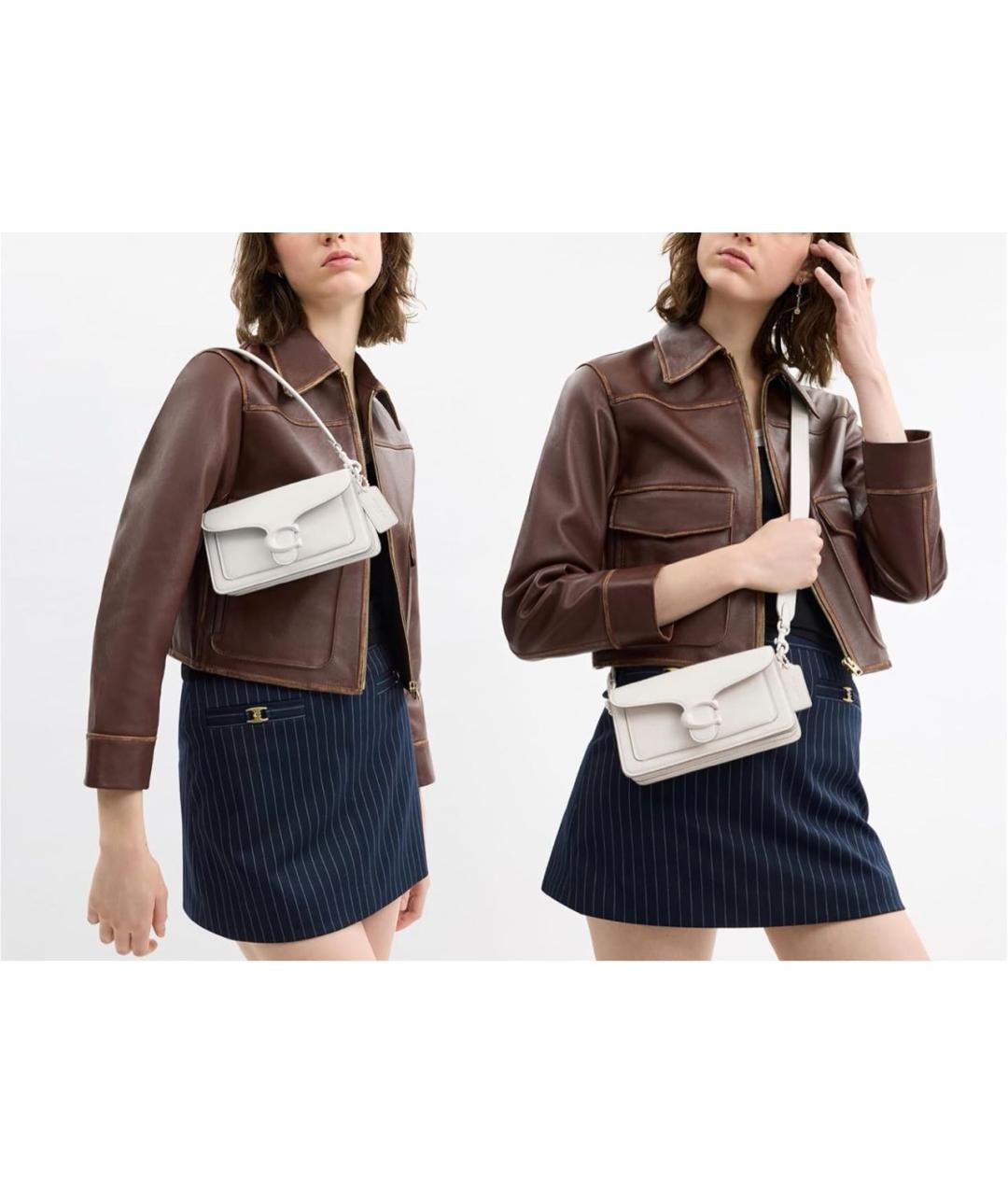 COACH Белая кожаная сумка с короткими ручками, фото 2